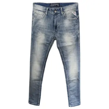 Itāļu Modes Stila Vīriešu Džinsi Gaiši Zila, Balta Mazgāšanas Slim Fit Klasiskā Vintage Jeans Vasaras Vienkāršu Dizainera Džinsi Vīriešu Bikses