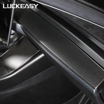 LUCKEASY Auto Piederumi Interjeru Tesla Model3 Oglekļa šķiedras logu pogas/center kontroles/durvju bloķēšanas slēdzi uzstādīt patch matēts