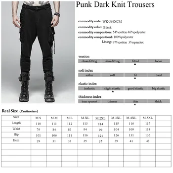 PUNK RAVE Vīriešu Punk Rock, Black Adīt Bikses Gothic Militāro Gadījuma Lielas Kabatas Ilgi Punk Krusta Visual Kei Vīriešu Bikses Streetwear
