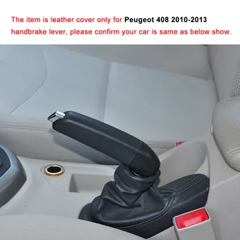 Yuji-Honkonga Auto, Rokas Aptver Gadījumā Peugeot 408 2010. - 2013. Gadam Īstas Ādas Auto-stils Rokas Sviras Rokturi, Melns